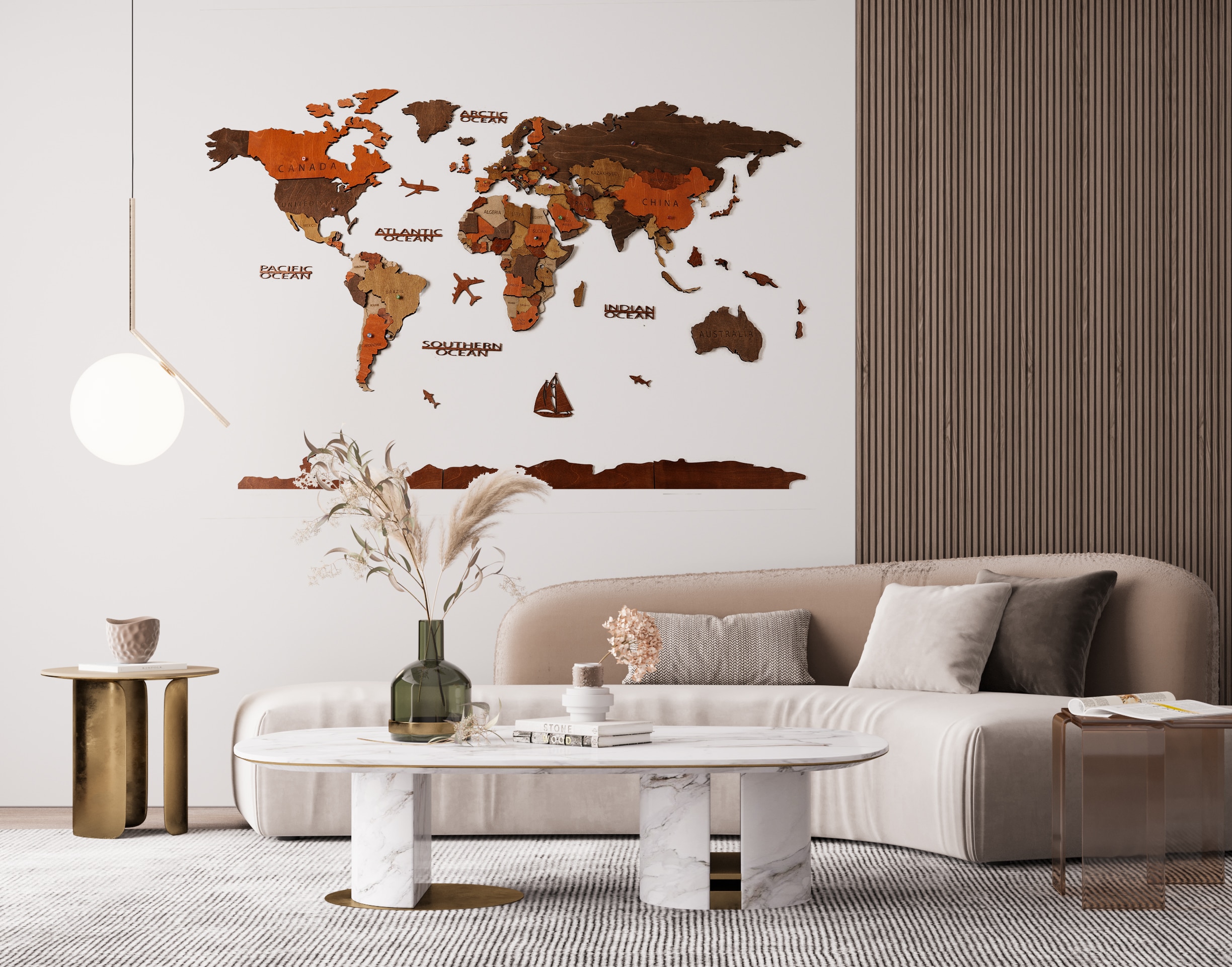 Wooden World Map 