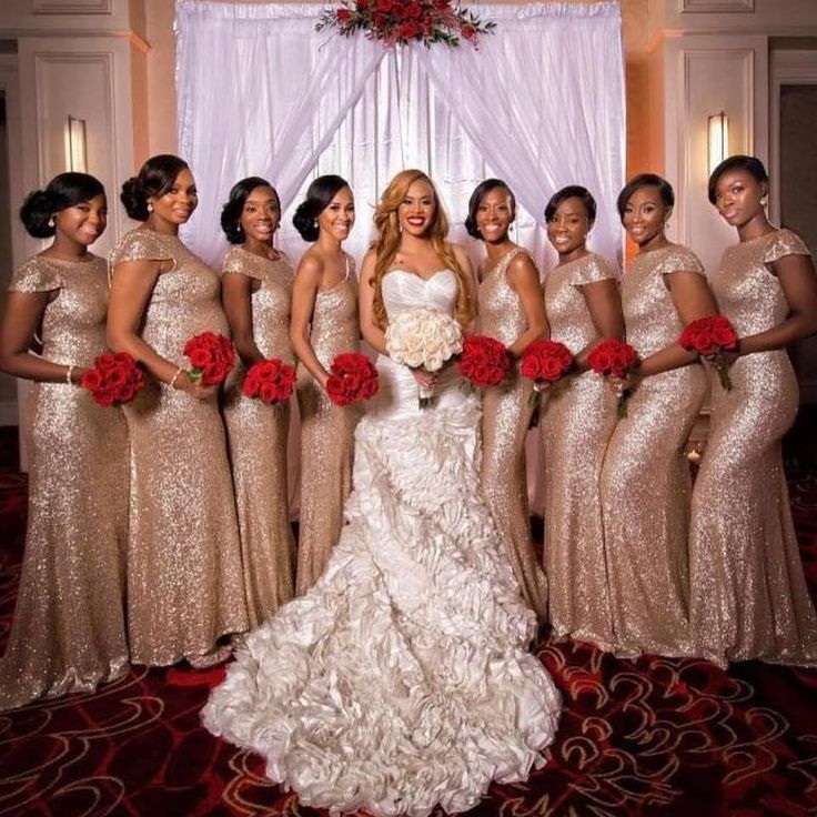 Rose Gold Sequin Bridesmaid Dresses 