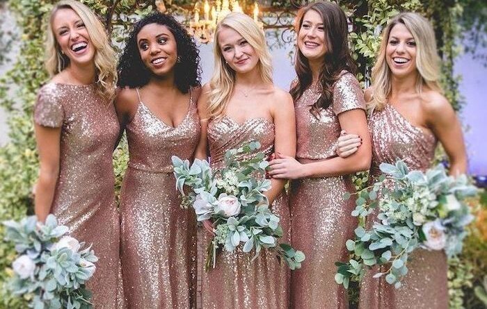 Rose Gold Sequin Bridesmaid Dresses