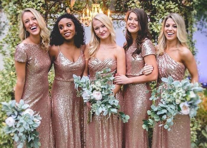 Rose Gold Sequin Bridesmaid Dresses