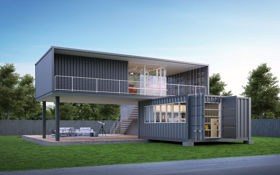 Shipping container sustainable house design with Wide space