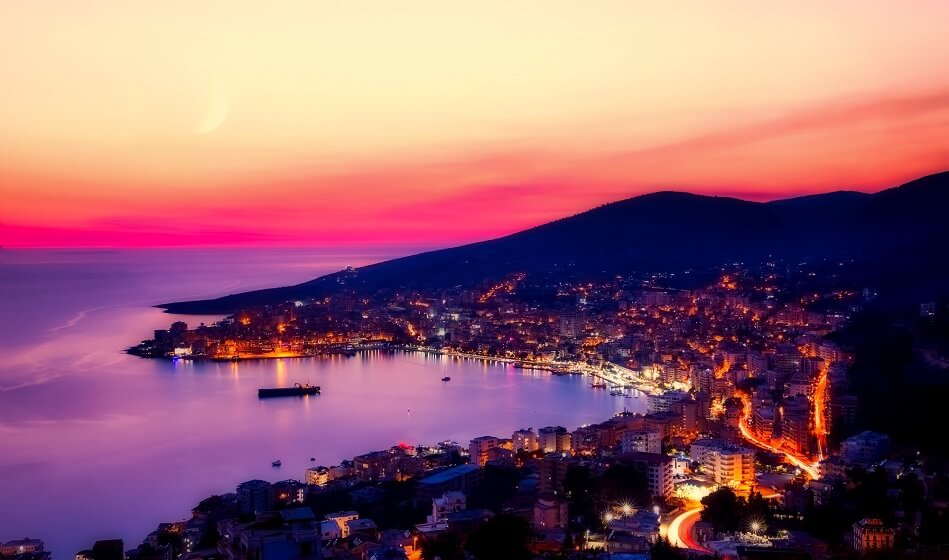 Albania city view in evening