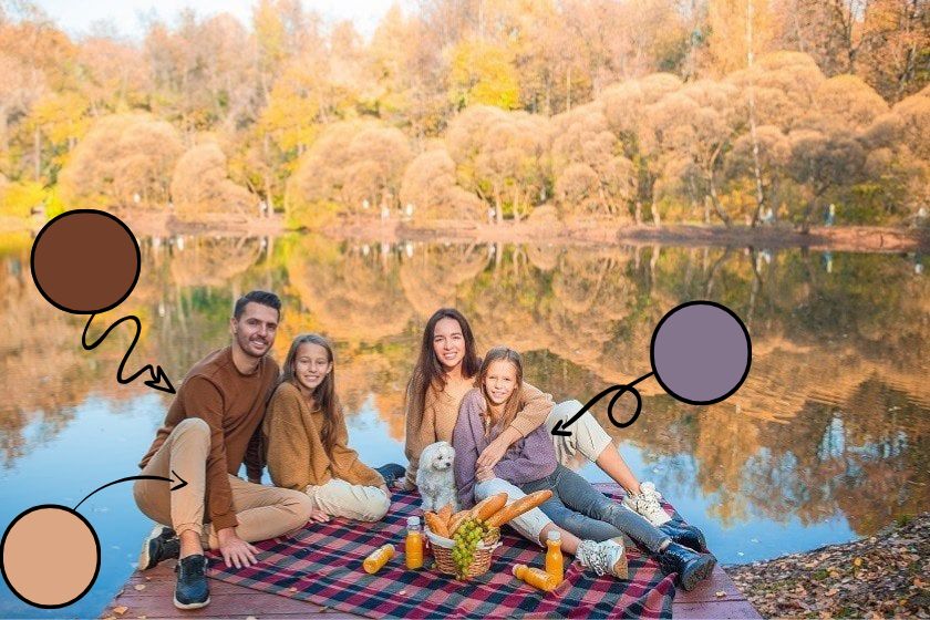 Outfit ideas for family fall sitting in Front of lake