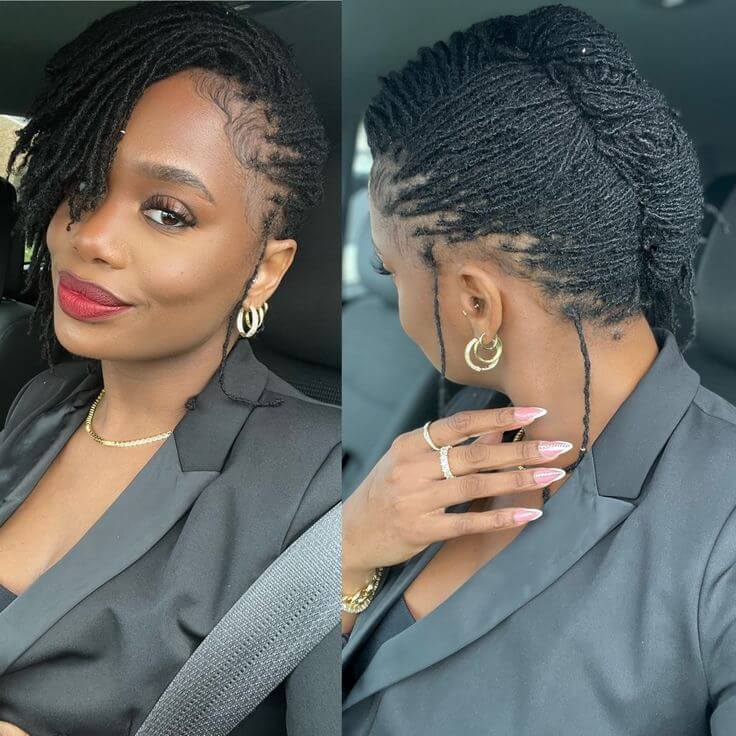 Black American Female with Short Dreadlock Hairstyle