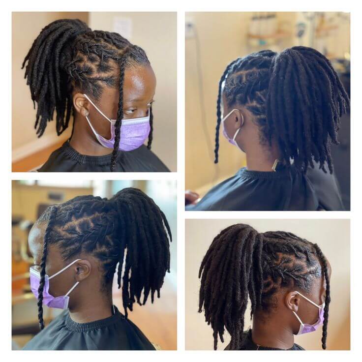 Short to Medium African Women with Dreadloc Hairstyle from differenc angle