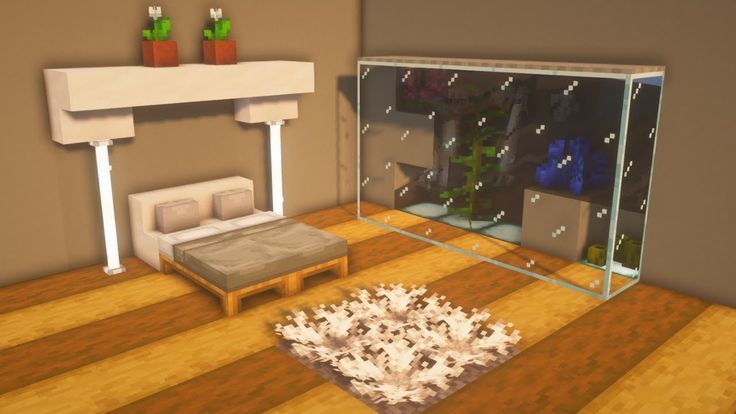 Simple Easy to build Minecraft Bedroom Interior With Aquarium Bliss inside Room