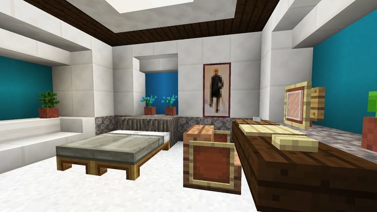 Teenage Blue and White Bedroom Design Minecraft