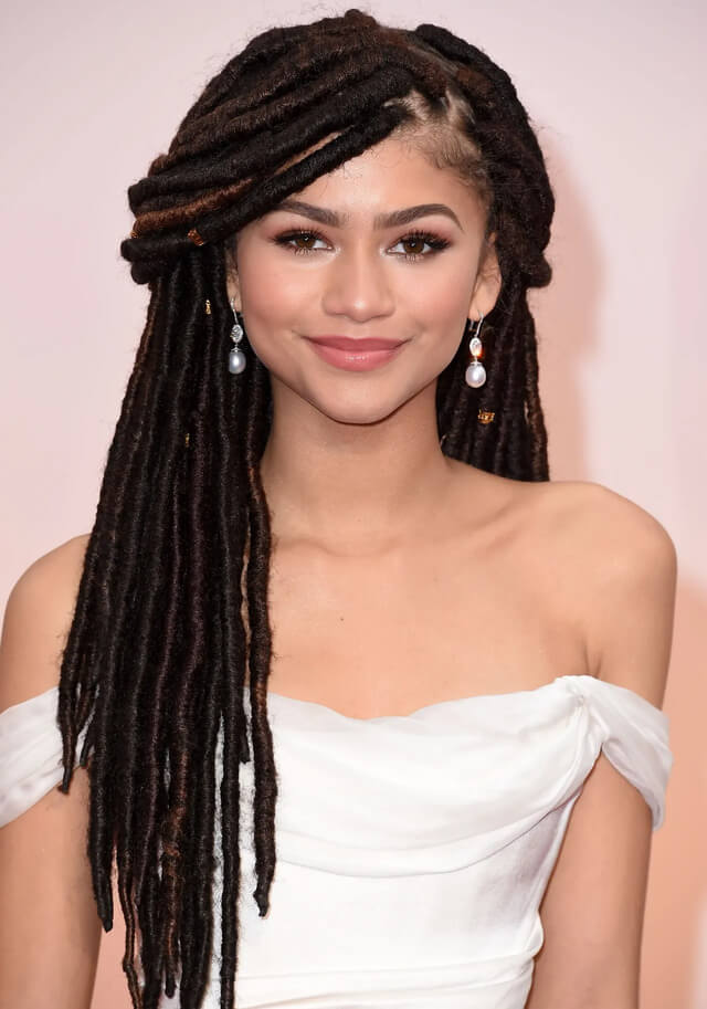 Celebrity Zendaya Long Length Dreadlock Hairstyles inspiration