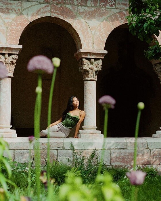 Girl posting in The Cloisters