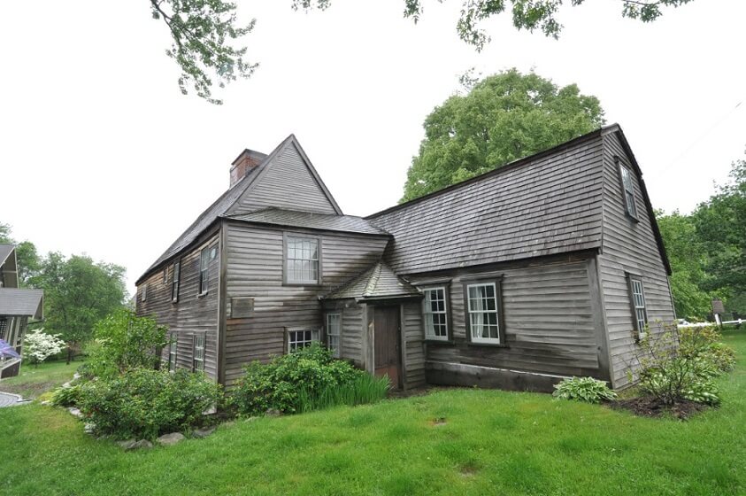 Exterior of Fairbanks House Dedham Massachusetts the oldest house in America