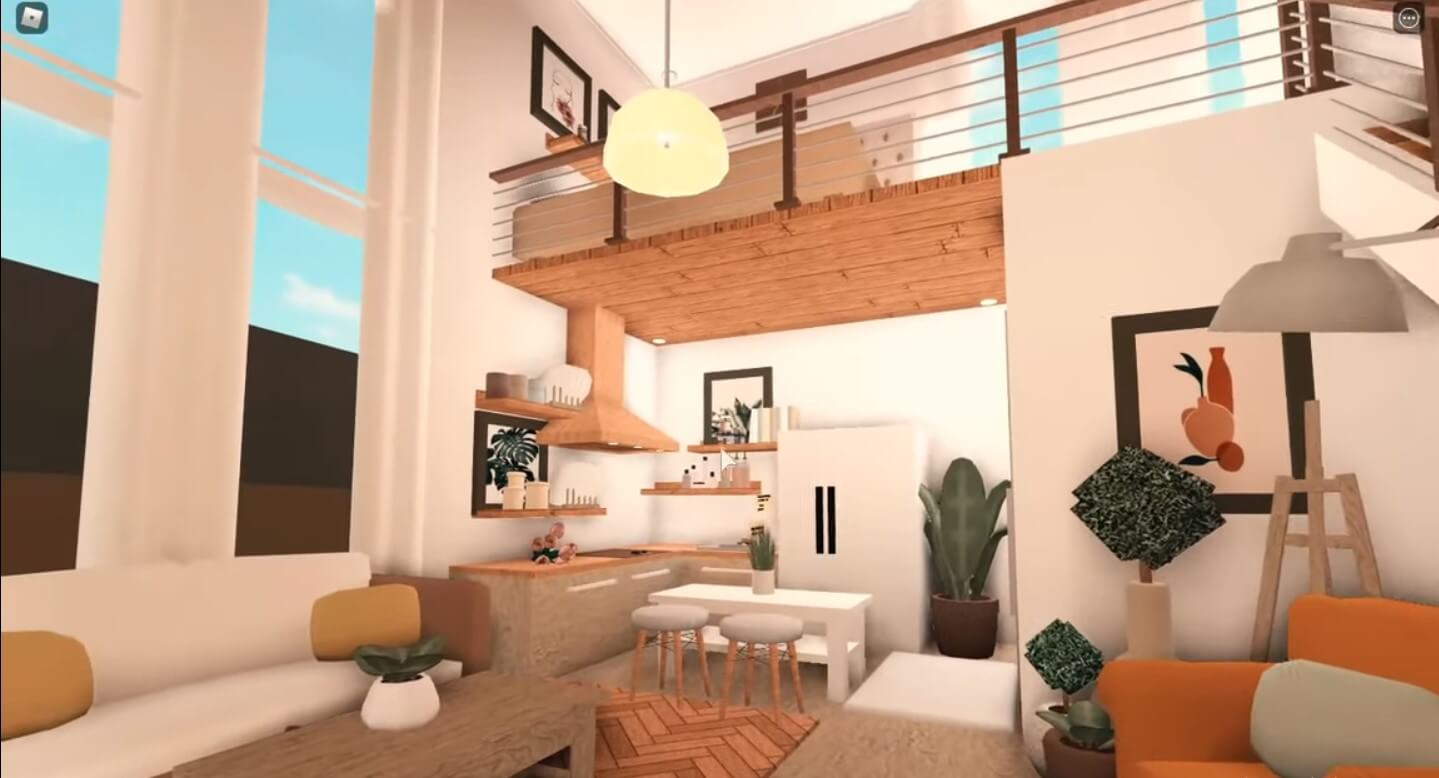 Rustic Loft Interior Wooden Look Bloxburg House