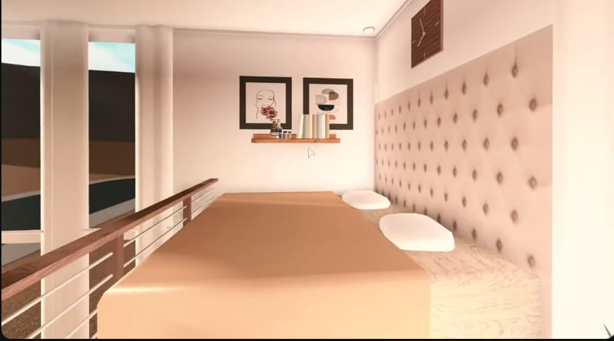 second Floor Loft Interior of Cute Bloxburg House