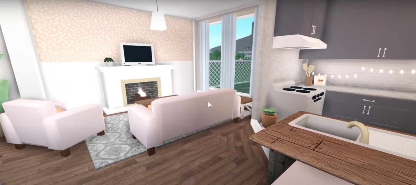 Interior of affordable large modern house bloxburg build