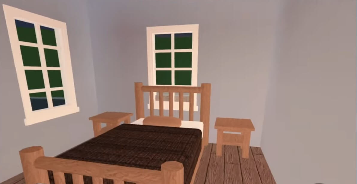 Interior Wooden Bed in Roblox bloxburg House