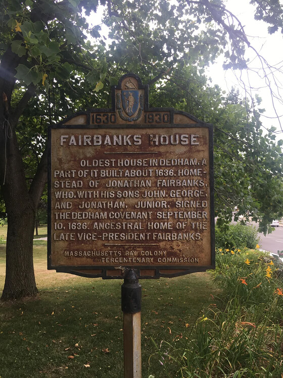 Yard Sign of Fairbanks House Dedham Massachusetts