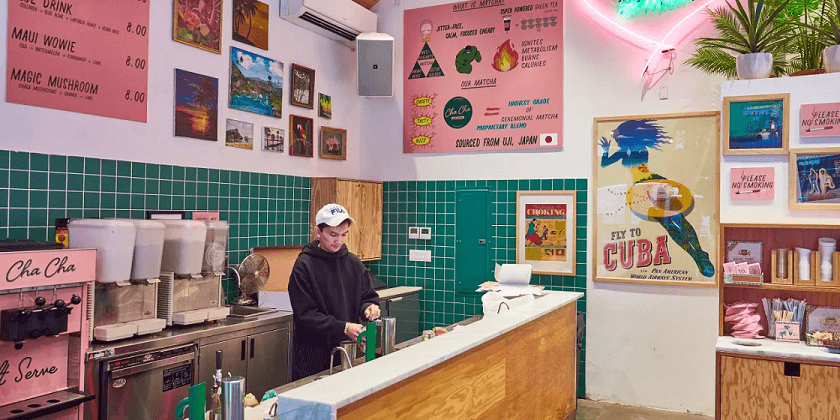 worker Working in Amazing interior Coffee Shop from Cha Cha Matcha