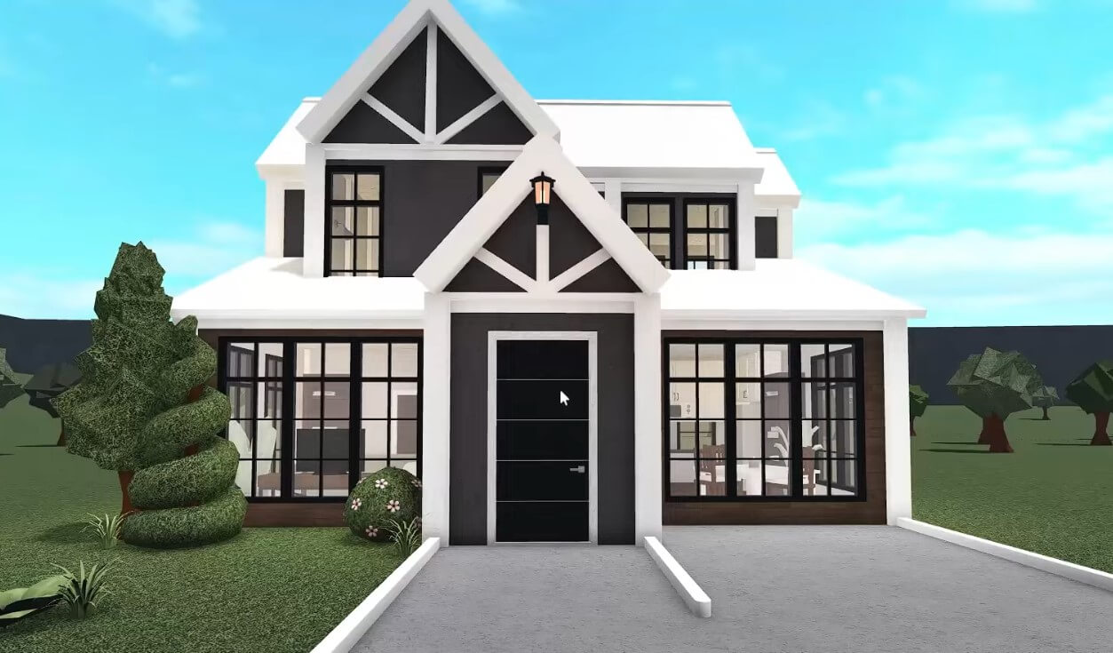 Modern White Black Roblox Bloxburg House