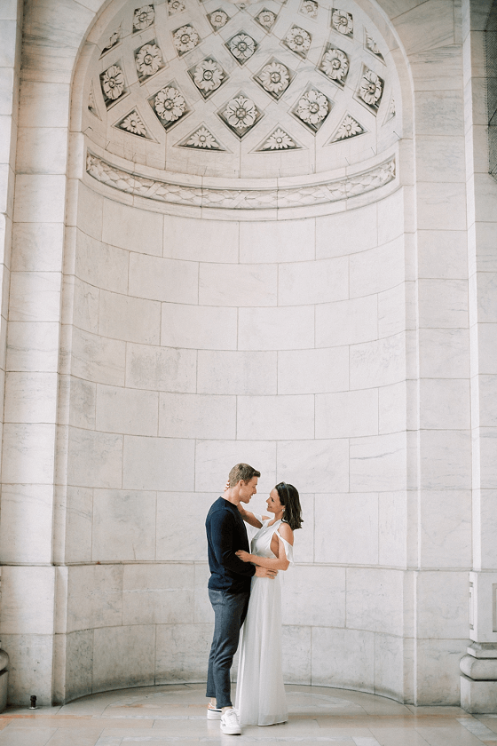 Couple Posing inside The New York Public Library for there Wedding