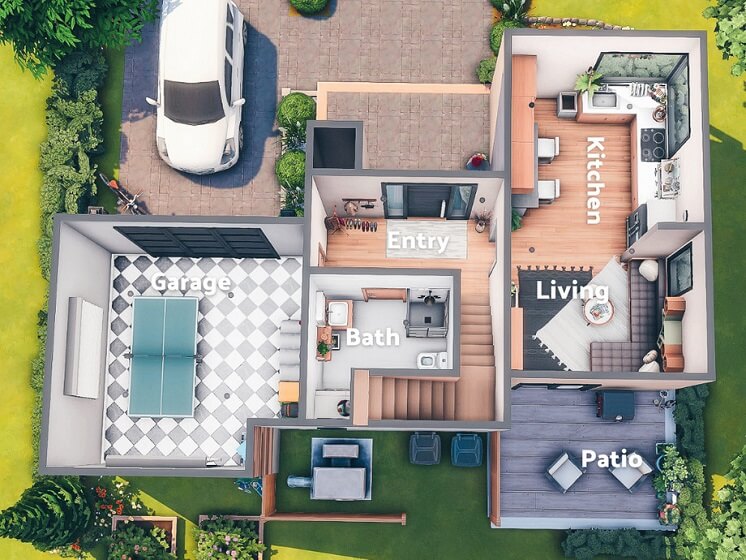 White Contemporary Sims 4 House