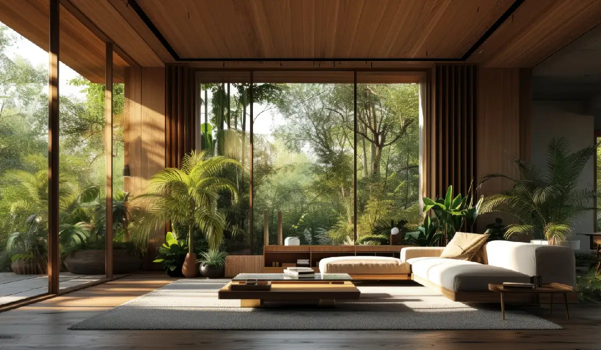 luxury indoor outdoor living room with patio