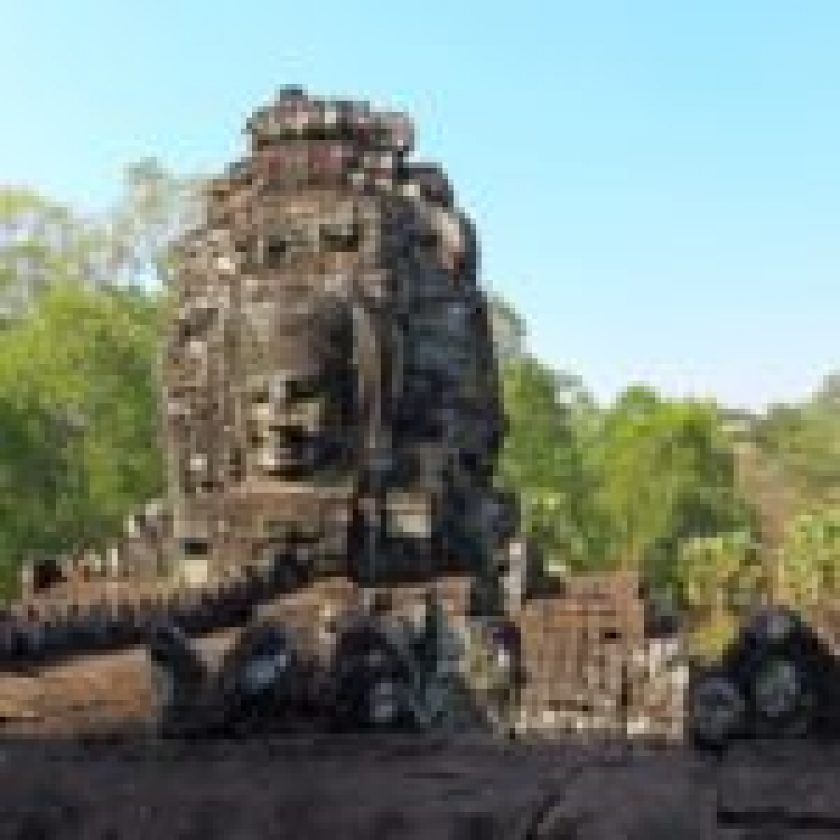 Exploring ruins of the ancient Khmer temple