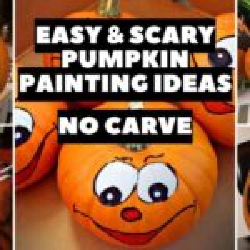 collage of Easy Scary Pumpkin Painting Ideas No Crave