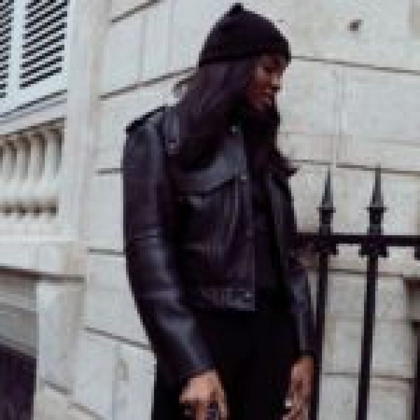 Leather Jacket Beanie Style