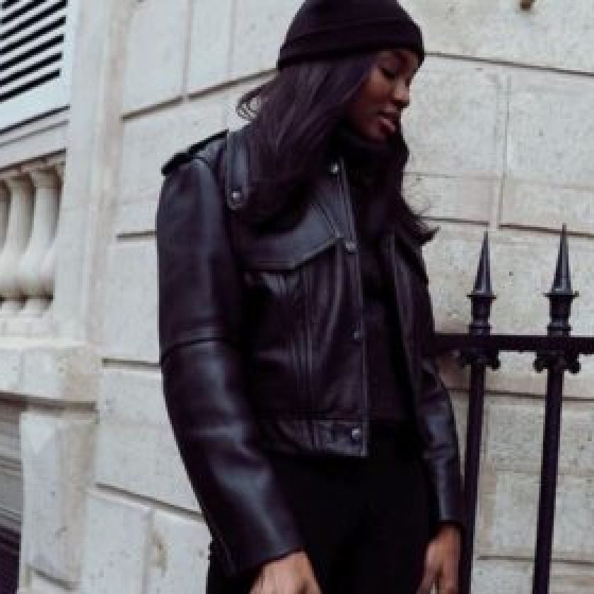 Leather Jacket Beanie Style