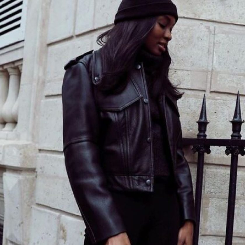 Leather Jacket Beanie Style