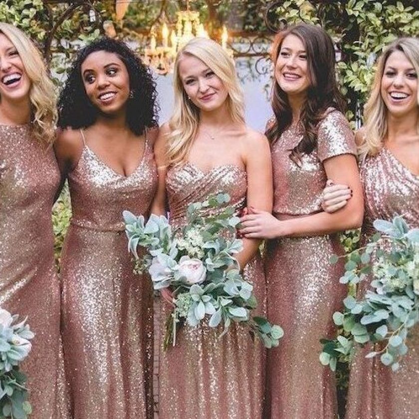 Rose Gold Sequin Bridesmaid Dresses