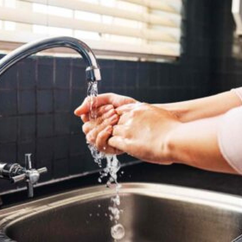 new faucet washing-hands-sink