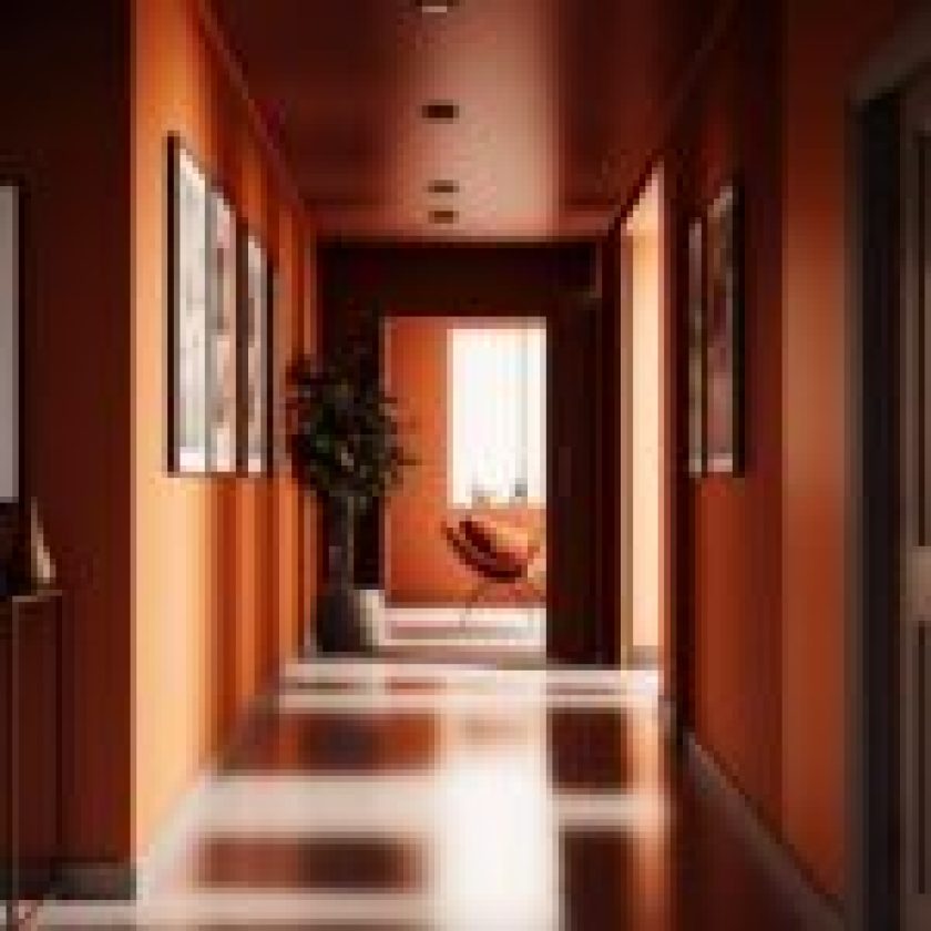 corridor ideas with orange lamp left side