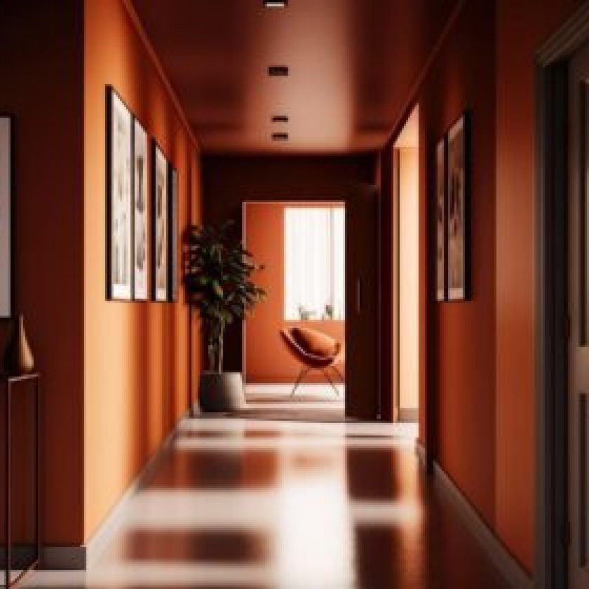 corridor ideas with orange lamp left side