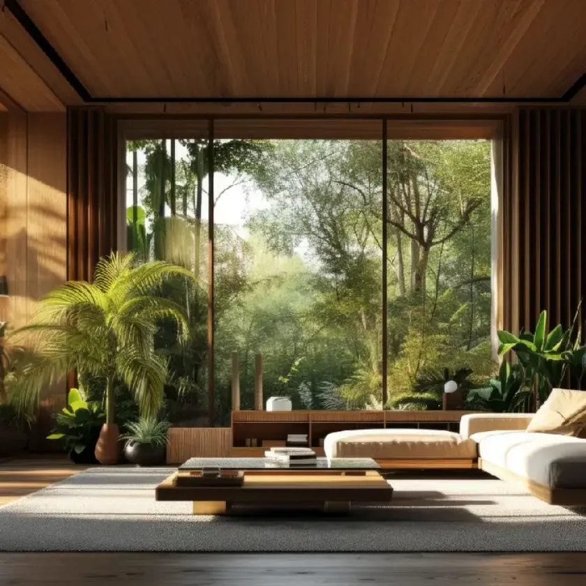 luxury indoor outdoor living room with patio